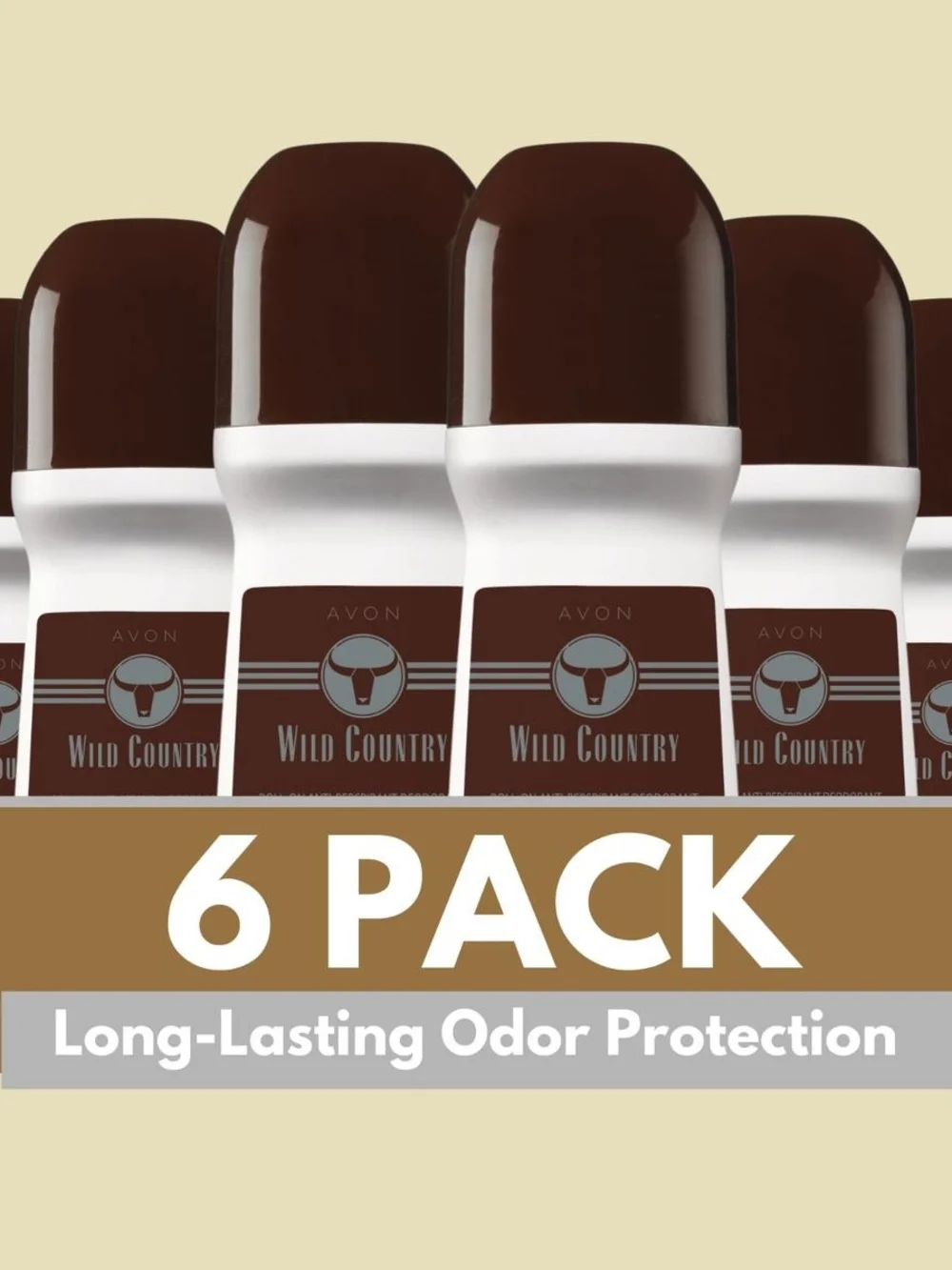 Avon Wild Country Roll-On Deodorant 6-Pack - Brown & White